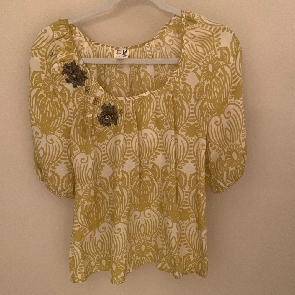 Anthropologie green and cream too